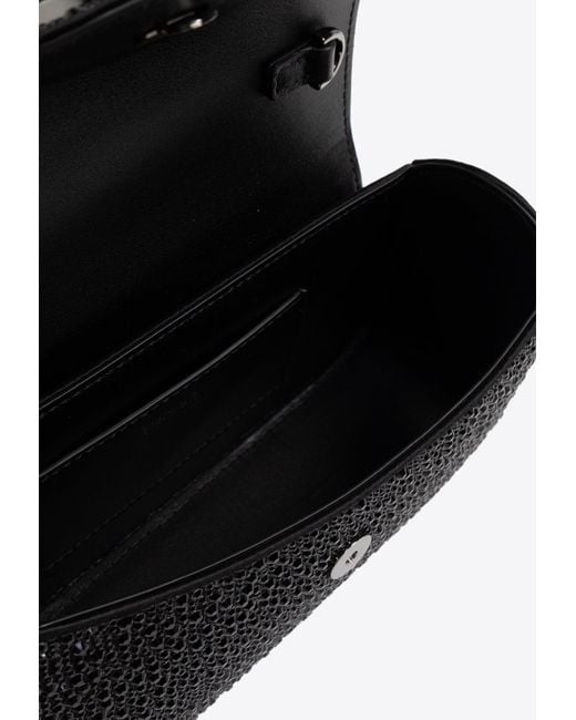 Versace Black Mini Crystal La Medusa Top Handle Bag