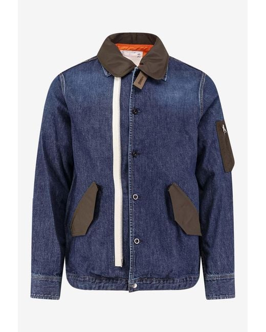 Sacai Blue Denim Buttoned Jacket for men