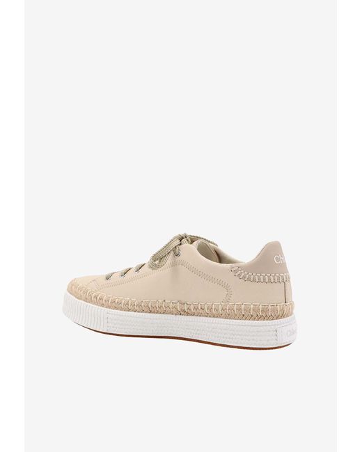 Chloé White Telma Rope Trimmed Leather Sneakers