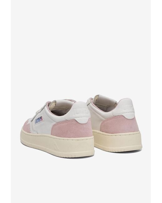 Autry White Medalist Leather And Suede Sneakers