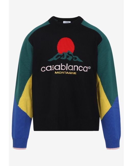 Casablanca Blue Intarsia Pullover for men