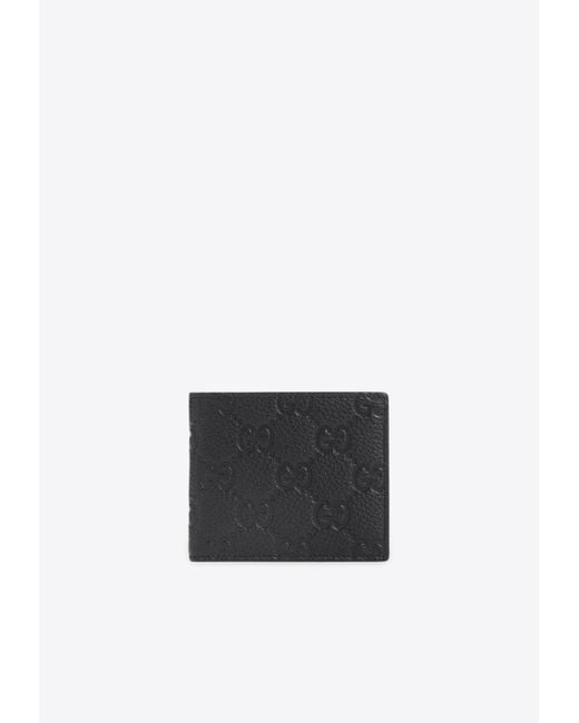 Gucci White Logo Imprint Bi-Fold Wallet for men