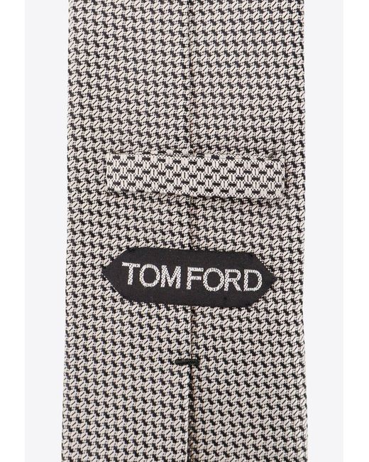 Tom Ford White Geometric Pattern Silk Tie for men