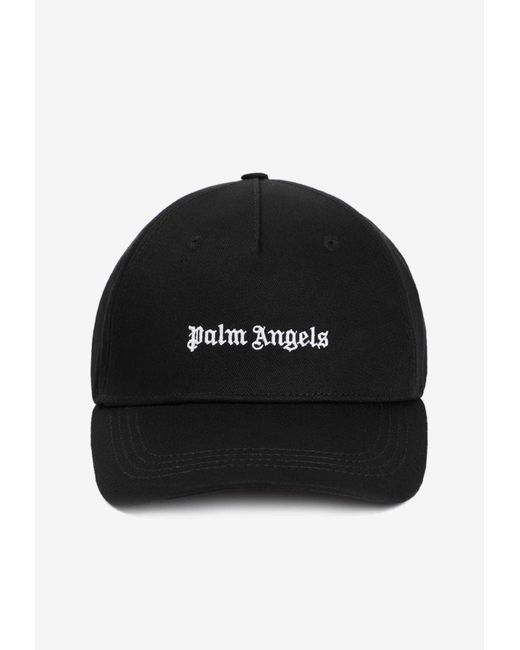 Palm Angels Black Logo Embroidered Baseball Cap for men