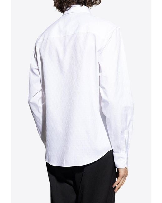 Ferragamo White Logo Patch Buttoned Shirt for men