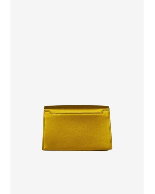 Tom Ford Yellow Disco Satin Clutch With Crystal Tf