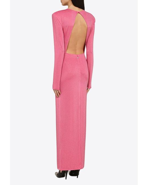 ROTATE BIRGER CHRISTENSEN Pink Crystal-Embellished Maxi Dress