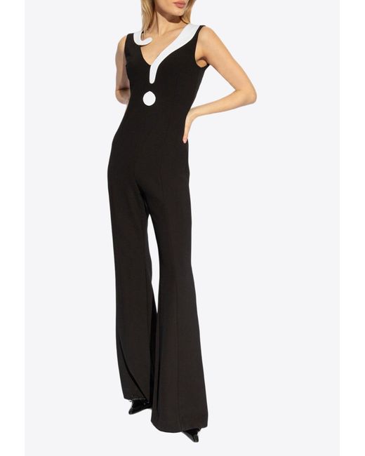 Moschino Black Question Mark-Patch Sleeveless Jumpsuit