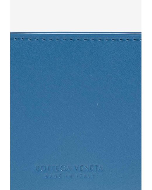 Bottega Veneta Blue Cassette Intreccio Leather Cardholder for men