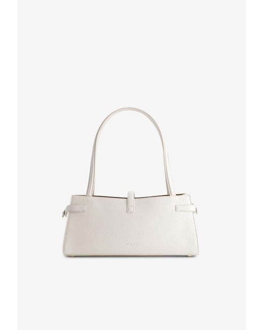 Mlouye White Isla Suede Wide Shoulder Bag