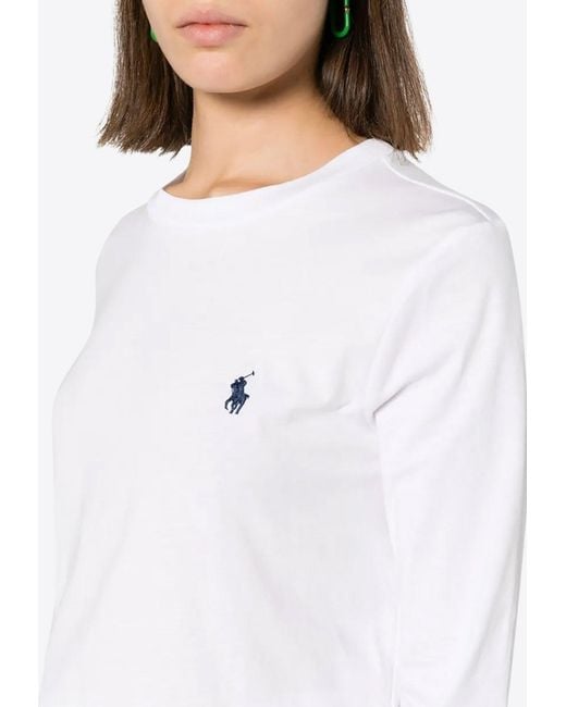 Ralph Lauren White Long-Sleeved Pony T-Shirt
