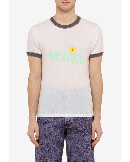 ERL White Venice Crewneck T-Shirt for men