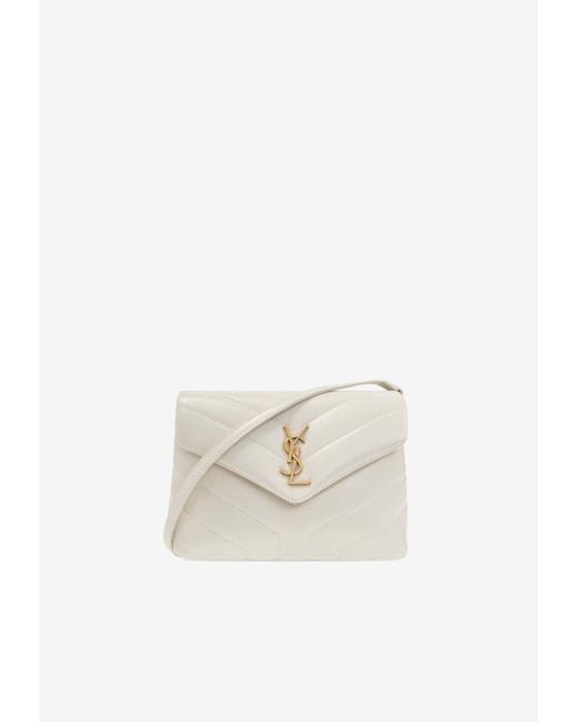 Saint Laurent White Mini Toy Loulou Quilted Leather Crossbody Bag