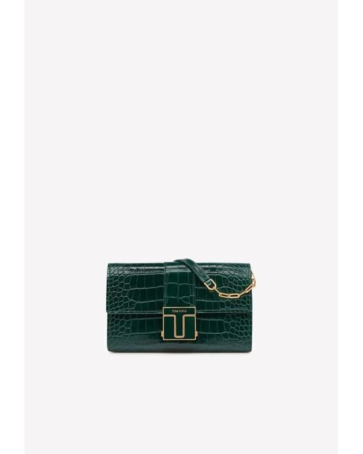 Tom Ford Chain Wallet In Croc-embossed Leather in Green | Lyst UK