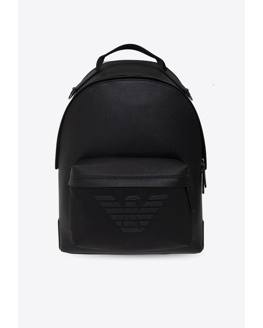 Emporio Armani Black Sustainable Logo Backpack for men