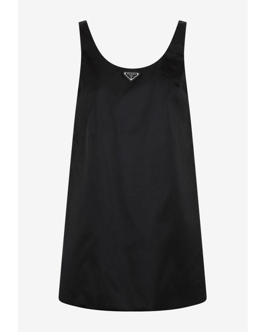 Prada Black Logo Sleeveless Mini Dress