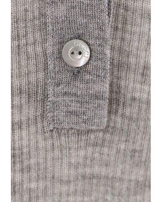 Gucci Gray Extra Fine Rib Cashmere Knit Top