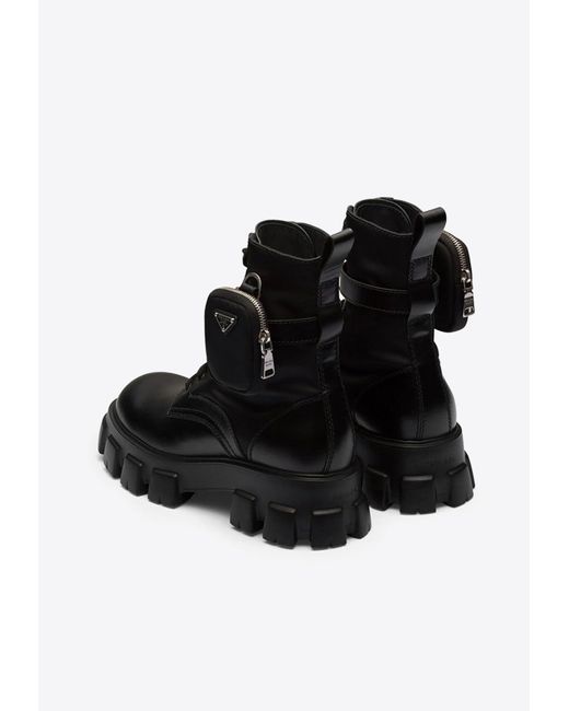 Prada Black Monolith Platform-sole Leather Ankle Boots for men