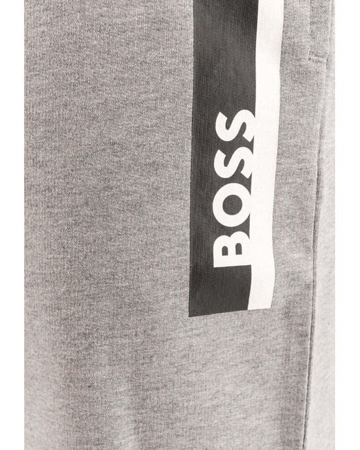 Boss Gray Drawstring Logo Track Pants for men