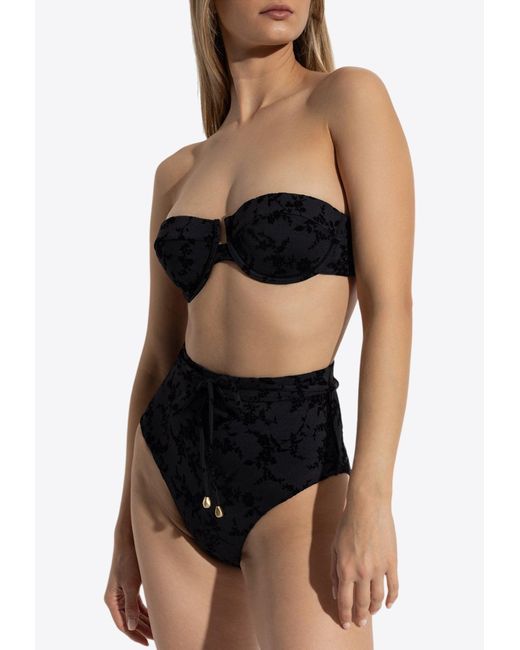 Zimmermann Black Wylie Textured Bikini Bottom