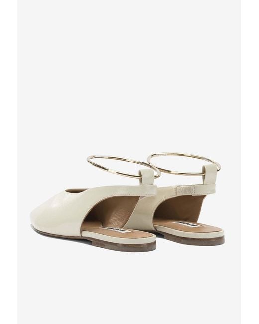 Jil Sander White Leather Pointed-Toe Flats