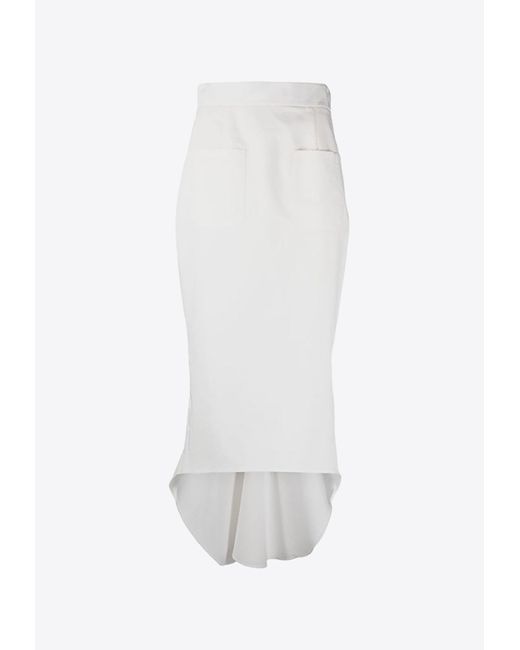Prada White Fluted Midi Skirt