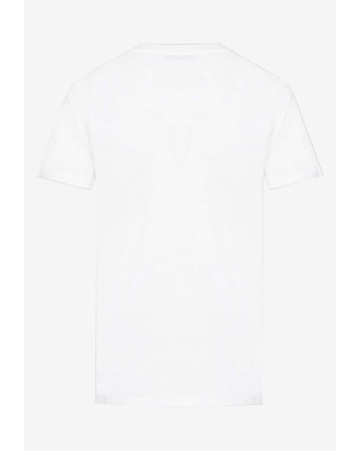 Max Mara Crystal-embellished Logo Monogram T-shirt in White | Lyst