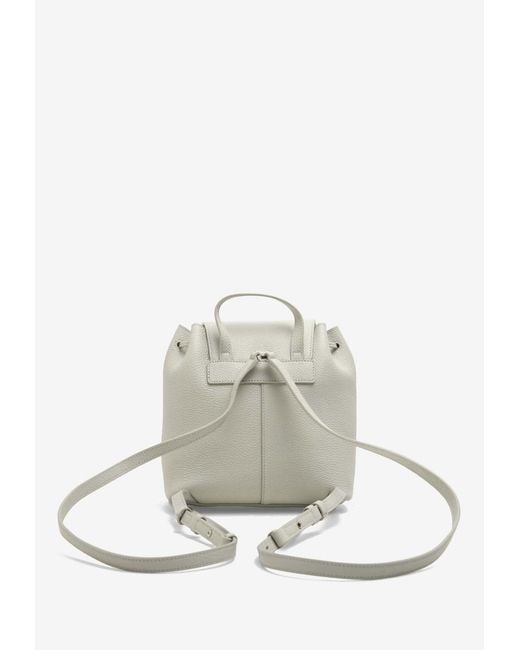 Ferragamo White Mini Multi-Pocket Leather Backpack