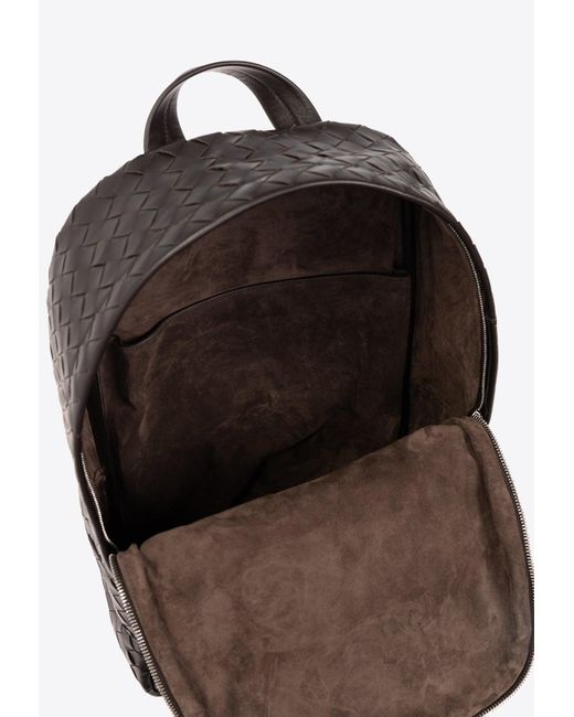 Bottega Veneta Black Medium Intrecciato Leather Backpack for men