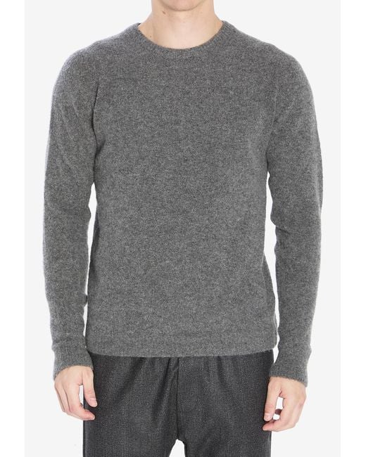 Roberto Collina Gray Crewneck Cashmere-Blend Sweater for men
