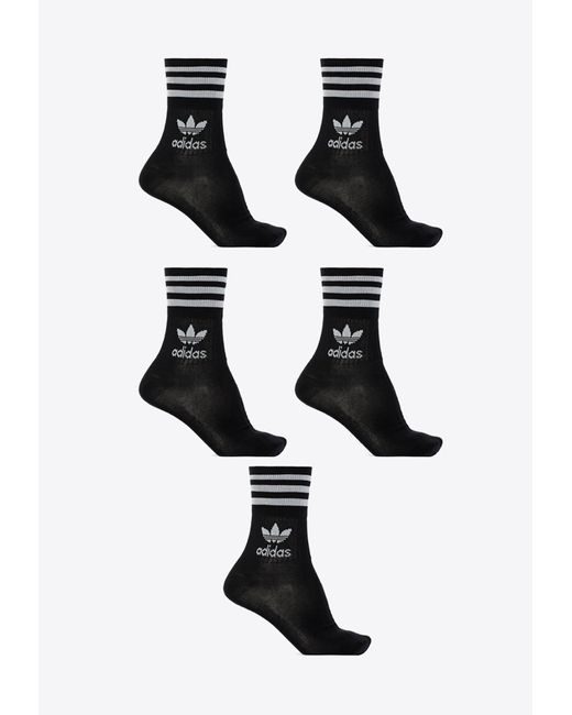 Adidas Originals Black Logo Mid-Cut Crew Socks for men