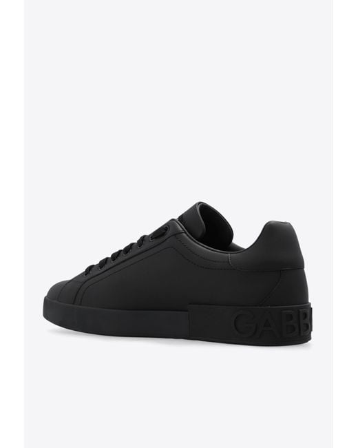 Dolce & Gabbana Black Portofino Low-Top Leather Sneakers for men