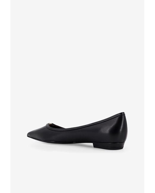 Tory Burch White Double T Leather Ballet Flats