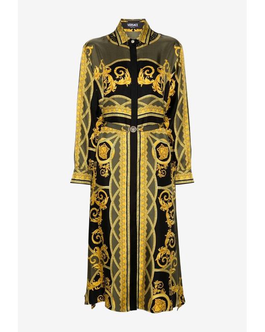 Versace Metallic La Coupe Des Dieux Midi Shirt Dress