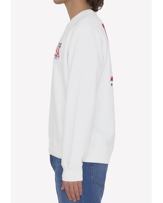 Autry White Printed Pullover Sweatshirt for men