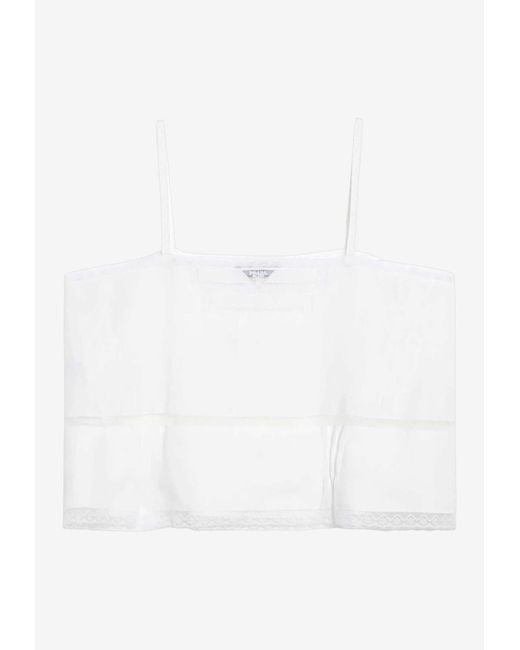 Prada White Cold-Shoulders Flared Top