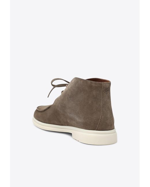 Loro Piana Brown Walk And Walk Suede Ankle Boots for men