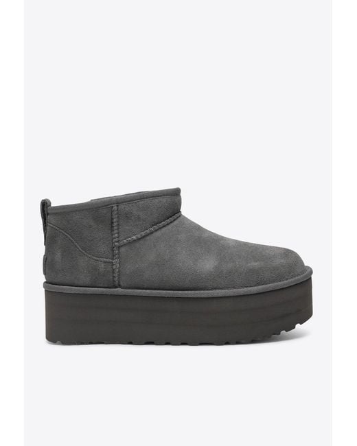 Ugg Gray Classic Ultra Mini Platform Boots