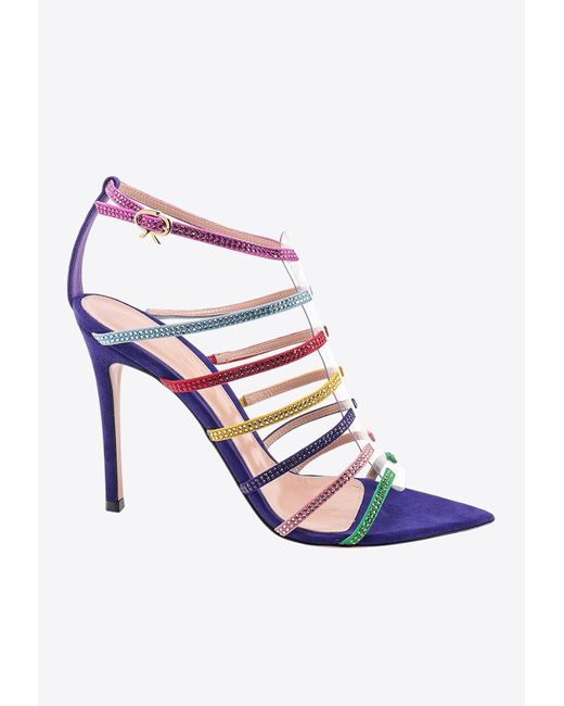 Gianvito Rossi Blue Mirage 105 Crystal-Embellished Strappy Sandals
