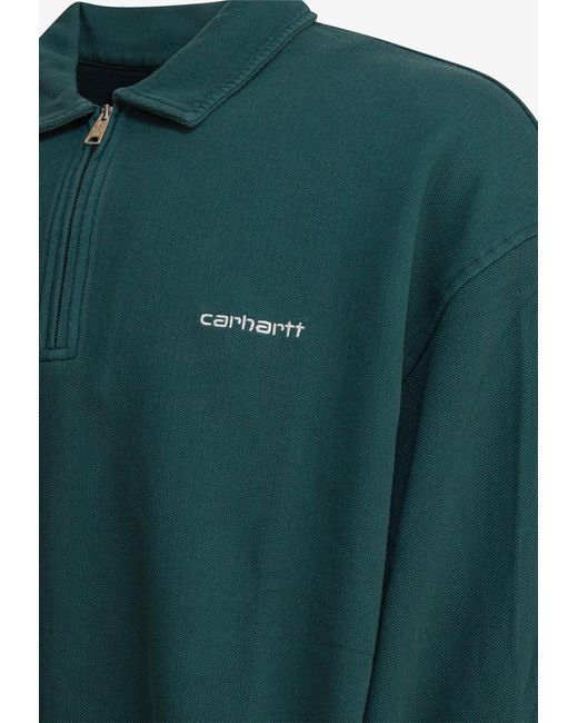 Carhartt Green Piqué Script Half-Zip Sweatshirt for men