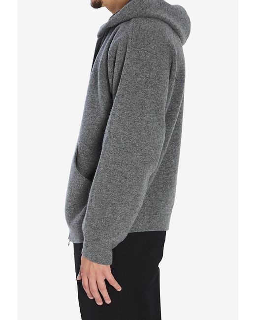 Roberto Collina Gray Super-Fine Wool Hooded Sweatshirt for men