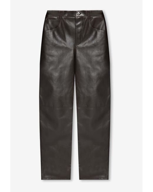 Bottega Veneta Gray Straight-leg Leather Pants for men