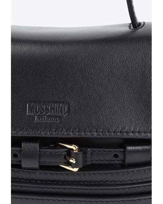 Moschino Black Tie Me Leather Top Handle Bag