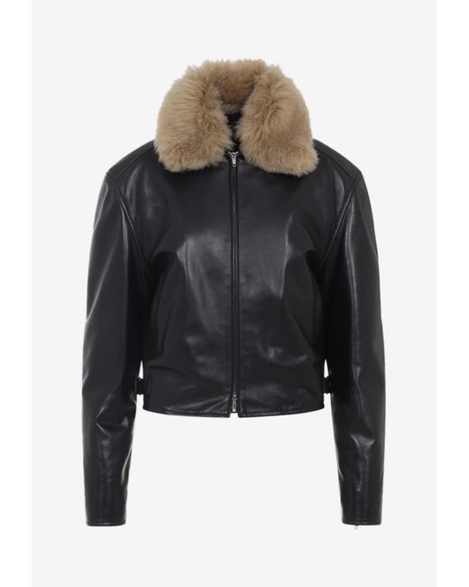 Phoebe Philo Black Cropped Aviator Jacket