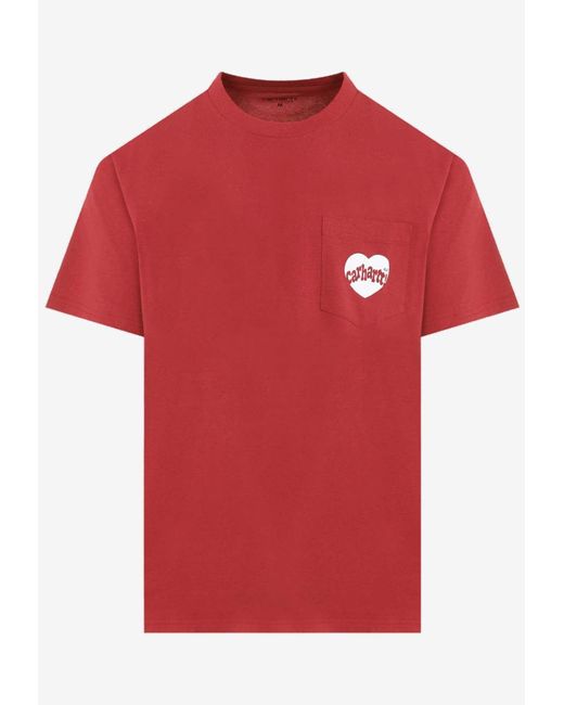 Carhartt Red Amour Pocket Crewneck T-Shirt for men