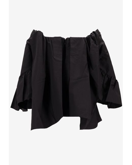 MERYLL ROGGE Black Off-Shoulder Ruffled Blouse