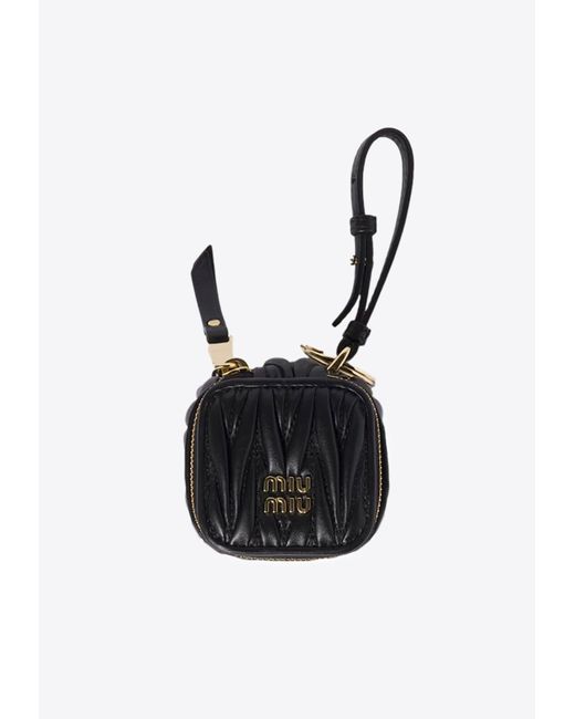 Miu Miu Black Trick Quilted Leather Pouch Key-Ring