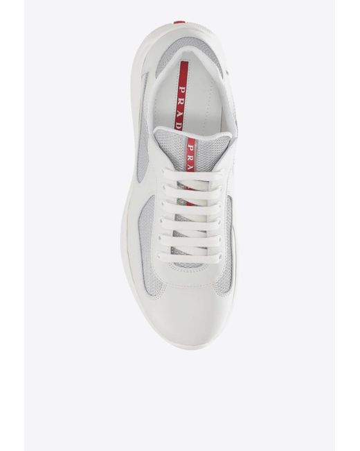 Prada White America's Cup Low-Top Sneakers for men