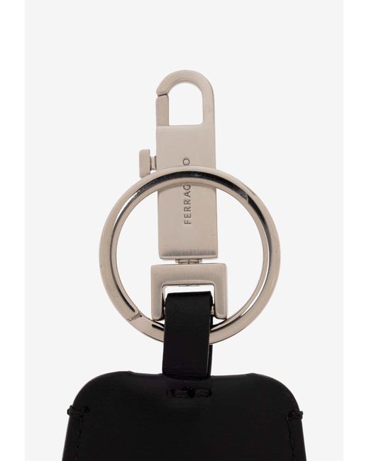 Ferragamo White Double Charm Leather Keyring