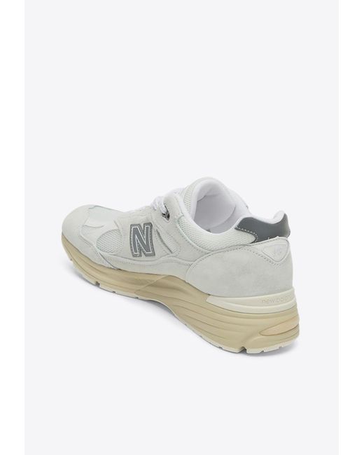 New Balance White 991V2 Lace-Up Sneakers for men